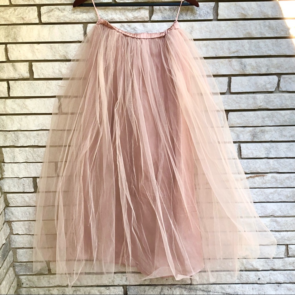 Ladies Long Pink Tutu Baby Pink